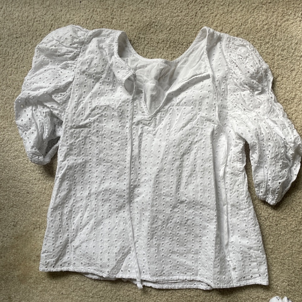 Target A New Day white Ruffled Smocked Blouse size small